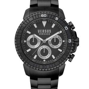 Versace Versus Black Tri-Dial 45mm Watch